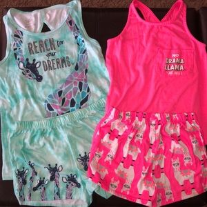 Justice Girls Summer Pajamas Sets x2 Sz 8